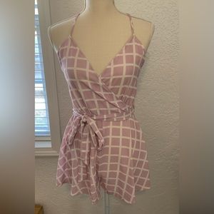 Purple and white stripped romper